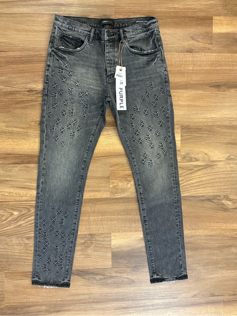 Men's Skinny Embroidered Grey-Black Jeans by Purple